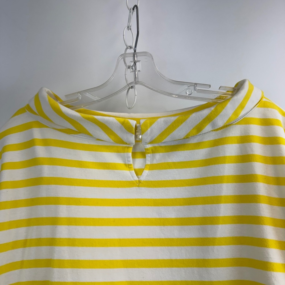 Talbots Woman Yellow White Striped Funnel Neck Tie Cuff‎ Cotton Top 3X VN4900 - Picture 13 of 14